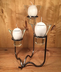iron and glass candle holder
